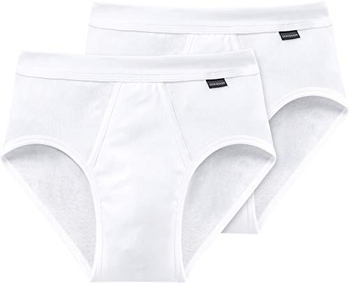 Schiesser Herren 2 Pack Sportslip Mit Eingriff - Essential Feinripp Slip, Weiss_205159, L EU von Schiesser