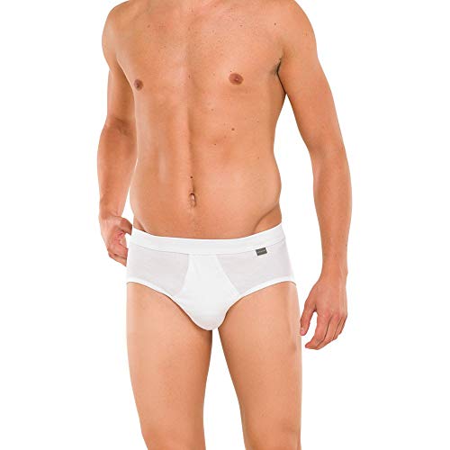 Schiesser Herren Slip - 4er Pack - Mit Eingriff - Essentials Cotton Feinripp - Briefs pflegeleicht und formstabil - Kochfest bis 95 Grad - Farbe Weiß - Größe L von Schiesser