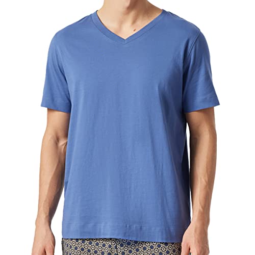 Schiesser Herren T-Shirt V-Ausschnitt Pyjamaoberteil, Jeansblau, 48 von Schiesser