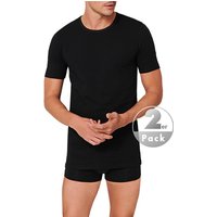 Schiesser Herren T-Shirts Schwarz Baumwolle unifarben von Schiesser