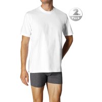 Schiesser Herren T-Shirts weiß Baumwolle unifarben von Schiesser