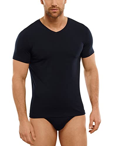 Schiesser Herren V-ausschnitt Atmungsaktiv - Long Life Soft Unterhemd, Blauschwarz_149043, L EU von Schiesser