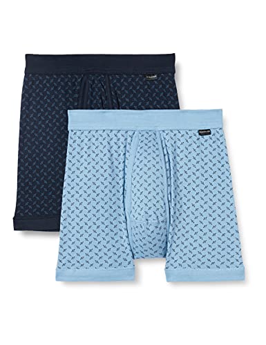 Schiesser Herren Unterhose mit Bein und Eingriff Doppelpack Retroshorts, Blau Gemustert, 12 von Schiesser