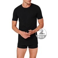 Schiesser Herren T-Shirts Schwarz Baumwolle unifarben von Schiesser