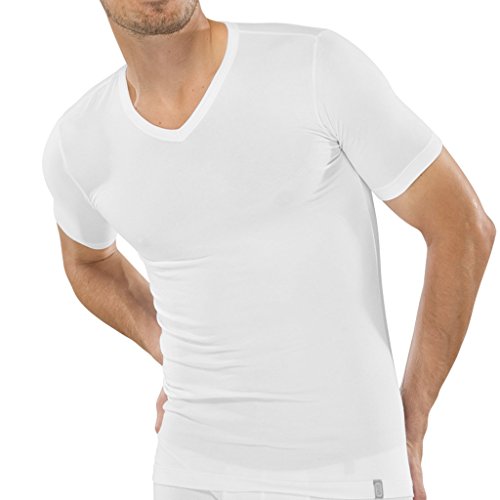 Schiesser Herren V-Neck T-Shirt 95/5 2er Pack, Farbe:Weiß (100);Größe:6/L von Schiesser