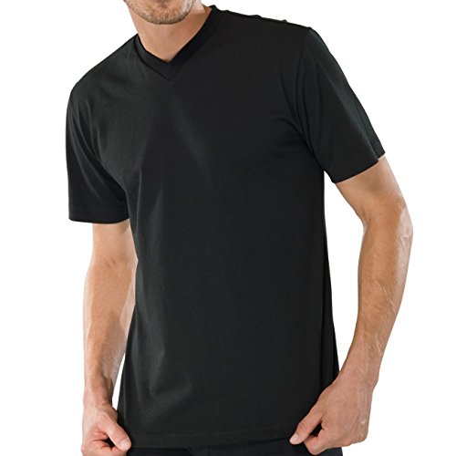 Schiesser Herren V-Neck T-Shirt Americans-T-Shirt 4er Pack, Farbe:Schwarz (000);Größe:6/L von Schiesser