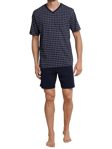 Schiesser Herren Kurz V-ausschnitt - Nightwear Set Zweiteiliger Schlafanzug, Dunkelblau_159617, 58 EU von Schiesser