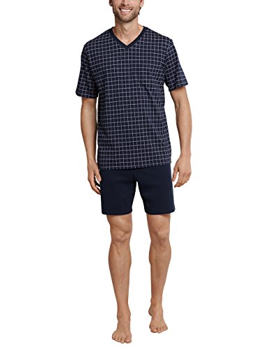 Schiesser Herren Schlafanzug kurz V-Ausschnitt - Nightwear Set, Dunkelblau_159617, 48 von Schiesser