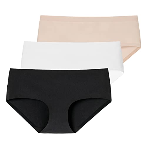 Schiesser - Invisible Cotton - Nahtloser Panty - 3er Pack (42 Schwarz/Weiß/Sand) von Schiesser