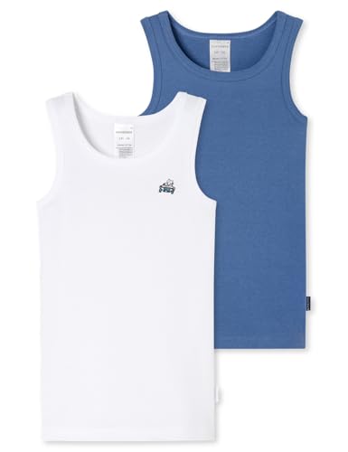 Schiesser Jungen 2 Pack Unterwäsche Feinripp-100% Organic Bio Baumwolle-Größe 92 bis 140 Unterhemd, Sortiert 6_181843, 104 von Schiesser