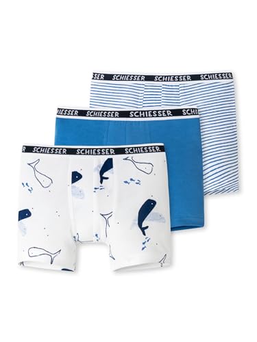 Schiesser Jungen 3 Pack Boxershorts - 95/5 Organic Bio Baumwolle Größe 92 Bis 140 Unterwäsche, Sortiert 12_173116, 140 EU von Schiesser