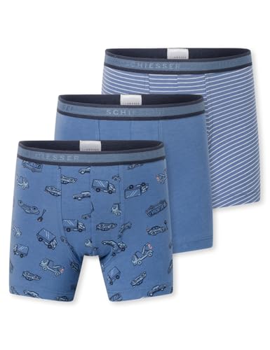 Schiesser Jungen 3 Pack Boxershorts-95/5 Organic Bio Baumwolle-Größe 92 bis 140 Unterwäsche, Sortiert 7_181846, 128 von Schiesser