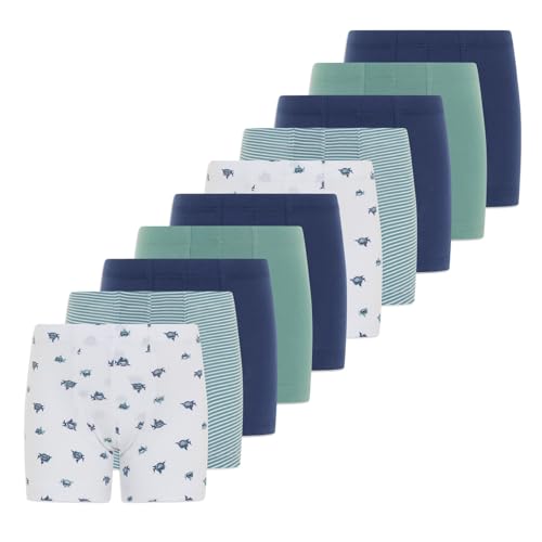 Schiesser Jungen - 95/5 Organic Cotton - Retro Short/Pant - 10er Pack (104 Weiß/Blau/Grün/Dunkelblau) von Schiesser