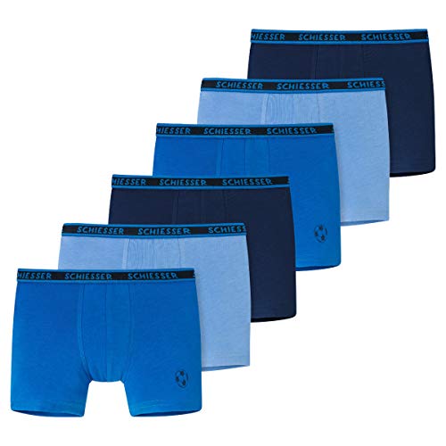 Schiesser Jungen Boxershorts aus Bio-Baumwolle (3er Pack), 6 x Blaue Mischung, 10 Jahre von Schiesser