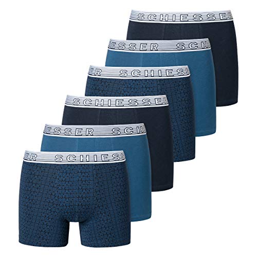 Schiesser Jungen Boxershorts aus Bio-Baumwolle (3er Pack), 6 x Blaue Mischung, 164 von Schiesser