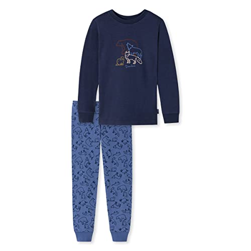 Schiesser Jungen Kinder Langer Schlafanzug-Organic Cotton Pyjamaset, Dunkelblau (Blau I), 98 von Schiesser