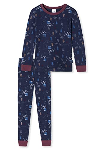 Schiesser Jungen Kinder Langer Schlafanzug-Organic Cotton Pyjamaset, Dunkelblau (Ll), 116 von Schiesser