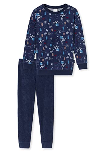 Schiesser Jungen Kinder Langer Schlafanzug-Organic Cotton Pyjamaset, Dunkelblau II, 128 von Schiesser