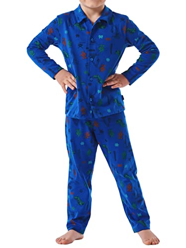 Schiesser Jungen Kinder Langer Schlafanzug-Organic Cotton Pyjamaset, Royal I, 116 von Schiesser