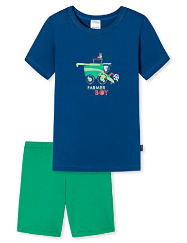 Schiesser Jungen Schlafanzug Set Pyjama Kurz - 100% Organic Bio Baumwolle - Größe 92 Bis 140 Pyjamaset, Blau Bedruckt_179018, 128 von Schiesser