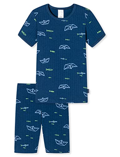 Schiesser Jungen Schlafanzug Set Pyjama Kurz - 100% Organic Bio Baumwolle - Größe 92 Bis 140 Pyjamaset, Dunkelblau Bedruckt_179046, 98 von Schiesser