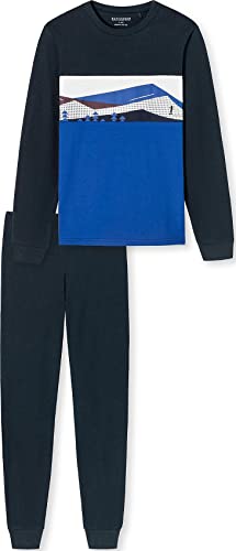 Schiesser Jungen Langer Schlafanzug-Organic Cotton Pyjamaset, Anthrazit I, 152 von Schiesser