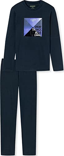 Schiesser Jungen Langer Schlafanzug-Organic Cotton Pyjamaset, Indigo-blau, 140 von Schiesser