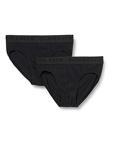 Schiesser Jungen 2 Pack Unterwäsche - 95/5 Organic Bio Baumwolle Größe 92 Bis 140 Slip, Schwarz_173533, 164 EU von Schiesser
