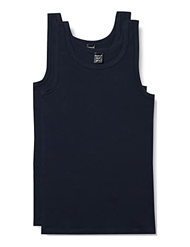 Schiesser Jungen 2 Pack Unterwäsche Unterhemd - 95/5 Organic Bio Baumwolle - Größe 140 Bis 176, Nachtblau_173538, 140 von Schiesser