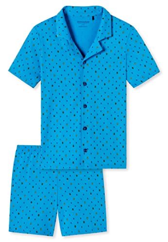 Schiesser Jungen Pyjama Kurz Pyjamaset, blaugemustert, 176 von Schiesser
