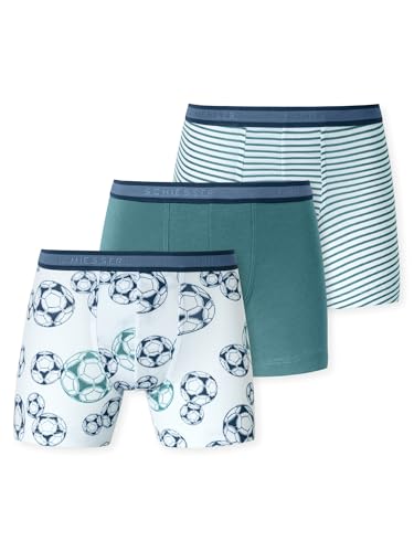 Schiesser Jungen Retro Boxer 3-Pack 95/5 Multipacks - grün - Größe 98 von Schiesser