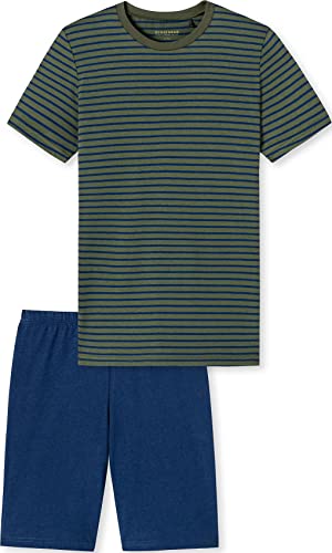 Schiesser Jungen Kurzer Schlafanzug - Organic Cotton (Ll) Pyjamaset , khaki, 164 von Schiesser