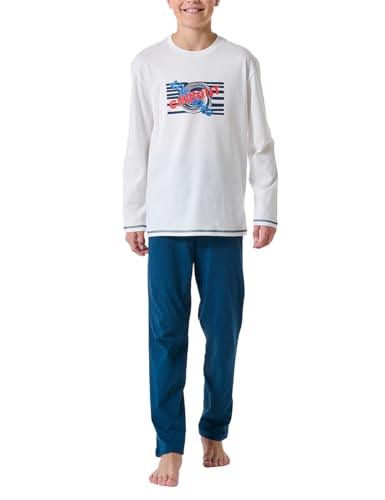 Schiesser Jungen Schlafanzug Set lang - 100% Organic Bio Baumwolle - Größe 140 bis 176, Off-White_181992, 140 von Schiesser