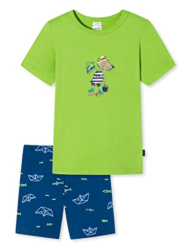 Schiesser Jungen Schlafanzug Set Pyjama Kurz - 100% Organic Bio Baumwolle - Größe 92 Bis 140 Pyjamaset, Grün Bedruckt_179026, 140 von Schiesser