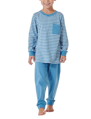 Schiesser Jungen Schlafanzug Set Pyjama lang-100% Organic Bio Baumwolle-Größe 140 Pyjamaset, hellblau_181858, 92 von Schiesser