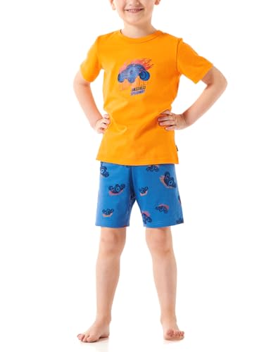 Schiesser Jungen Schlafanzug Set Pyjama kurz-100% Organic Bio Baumwolle-Größe 140 Pyjamaset, orange_181077, 92 von Schiesser