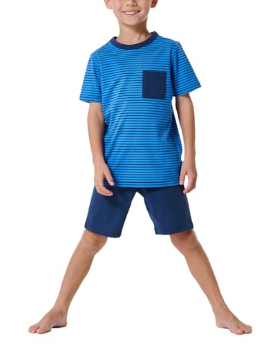 Schiesser Jungen Schlafanzug Set Pyjama kurz-100% Organic Bio Baumwolle-Größe 92 bis 140 Pyjamaset, Aquarium_182567, 128 von Schiesser
