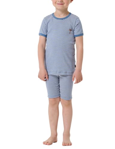 Schiesser Jungen Schlafanzug Set Pyjama kurz-100% Organic Bio Baumwolle-Größe 92 bis 140 Pyjamaset, Jeansblau_182726, 116 von Schiesser