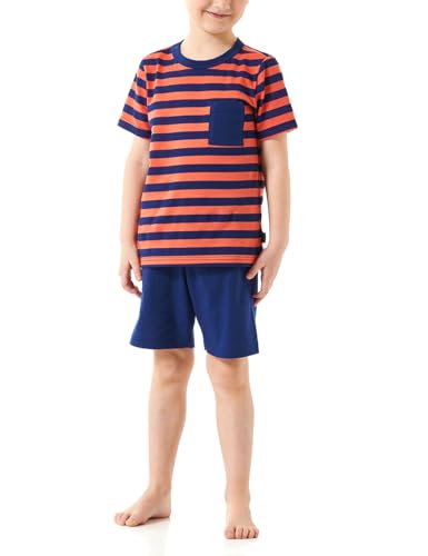 Schiesser Jungen Schlafanzug Set Pyjama kurz-100% Organic Bio Baumwolle-Größe 92 bis 140 Pyjamaset, rot_181071, 104 von Schiesser