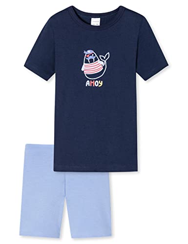 Schiesser Jungen Schlafanzug Set Pyjama Kurz - 100% Organic Bio Baumwolle - Größe 92 Bis 140 Pyjamaset, Dunkelblau Bedruckt_179018, 104 von Schiesser