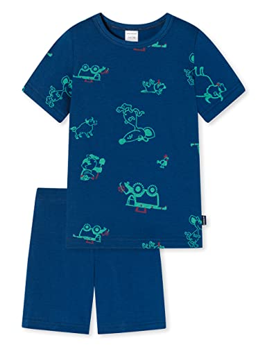 Schiesser Jungen Schlafanzug Set Pyjama Kurz - 100% Organic Bio Baumwolle - Größe 92 Bis 140 Pyjamaset, Dunkelblau Bedruckt_179025, 92 von Schiesser