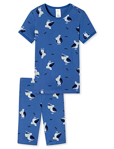 Schiesser Jungen Schlafanzug Set Pyjama Kurz - 100% Organic Bio Baumwolle - Größe 92 Bis 140 Pyjamaset, Dunkelblau Gemustert_179017, 116 von Schiesser