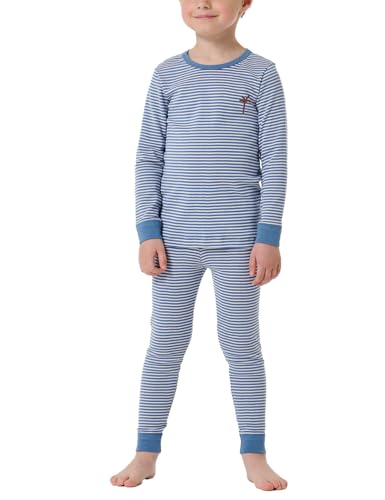 Schiesser Jungen Schlafanzug Set Pyjama lang-100% Organic Bio Baumwolle-Größe 140 Pyjamaset, Jeansblau_182727, 92 von Schiesser