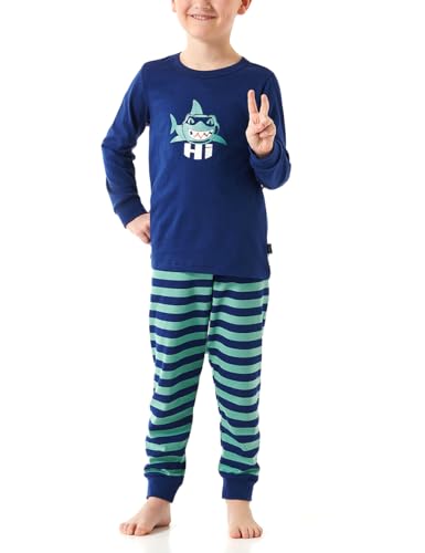 Schiesser Jungen Schlafanzug Set Pyjama lang-100% Organic Bio Baumwolle-Größe 140 Pyjamaset, dunkelblau_181072, 92 von Schiesser