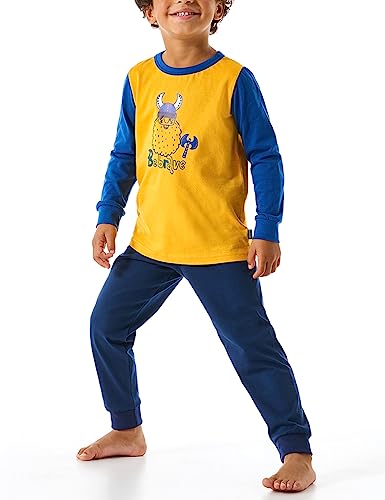 Schiesser Jungen Schlafanzug Set Pyjama lang-100% Organic Bio Baumwolle-Größe 140 Pyjamaset, gelb_180014, 92 von Schiesser