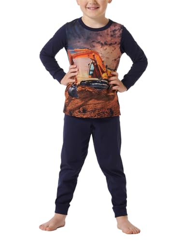 Schiesser Jungen Schlafanzug Set Pyjama lang-100% Organic Bio Baumwolle-Größe 92 Pyjamaset, dunkelblau_181860, 140 von Schiesser