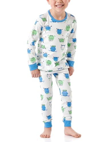 Schiesser Jungen Schlafanzug Set Pyjama lang-100% Organic Bio Baumwolle-Größe 92 bis 140 Pyjamaset, Off-White_181066, 104 von Schiesser