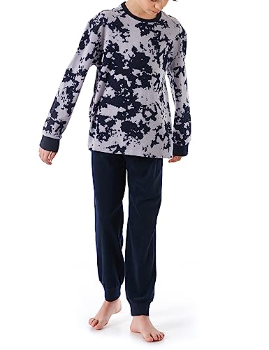 Schiesser Jungen Schlafanzug Set Pyjama Warme Qualitäten Frottee-Fleece-Interlock-Größe 140 Bis 176 Pyjamaset, Hellgrau_179998 von Schiesser