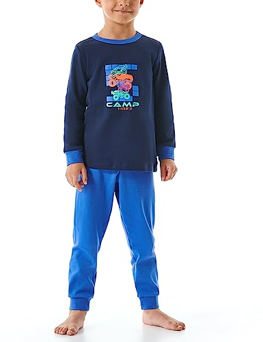 Schiesser Jungen Schlafanzug Set Pyjama warme Qualitäten Frottee-Fleece-Interlock-Größe 92 bis 140 Pyjamaset, dunkelblau_180012, 104 von Schiesser