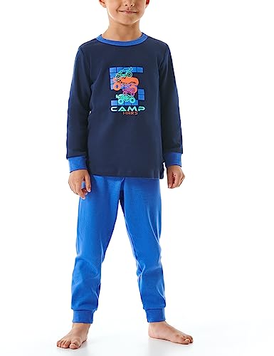 Schiesser Jungen Schlafanzug Set Pyjama warme Qualitäten Frottee-Fleece-Interlock-Größe 92 bis 140 Pyjamaset, dunkelblau_180012, 98 von Schiesser